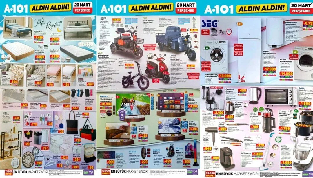 A101'de 20 Mart'ta Dev İndirimler Başlıyor! Gaming Ekipmanları Airfryer Yatak ve Karyola Çeşitleriyle Şaşırtan Fırsatlar!