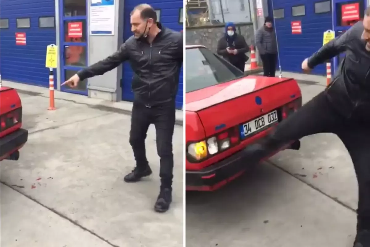 Sunulan Gerekçeye Tepki Gösteren Vatandaş TÜVTÜRK Önünde Olay Çıkardı