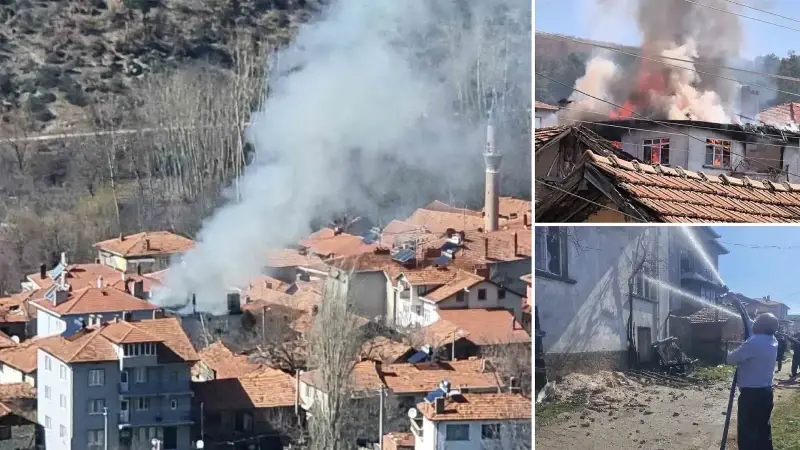 Kütahya Domaniçte Köy Yangını Facia Önlenerek Kontrol Altına Alındı