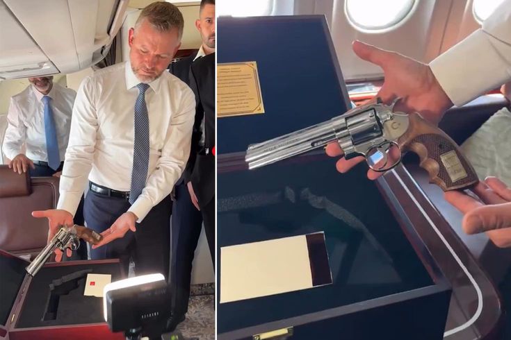 Cumhurbaşkanı Erdoğan'ın NATO Hediyesi Slovakya Cumhurbaşkanı Tarafından Gazetecilere Gösterildi