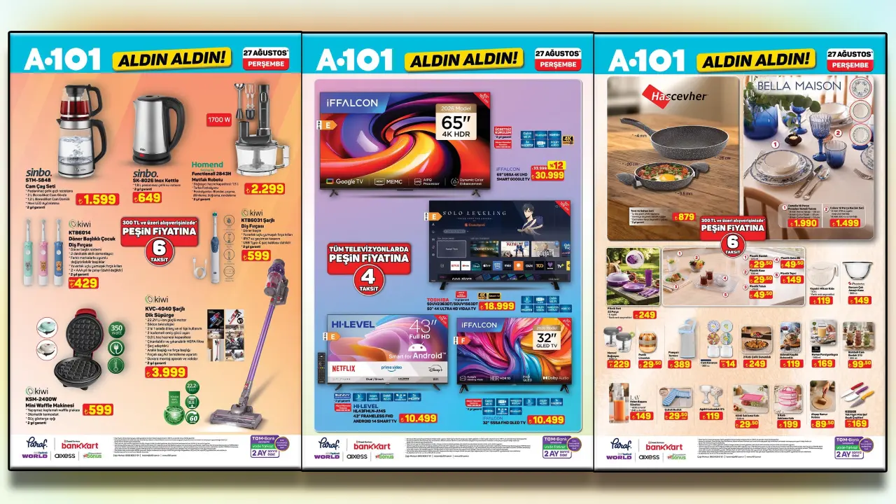 A101 27 Ağustos 2026 Kataloğu Yayınlandı! Televizyondan Elektrikli Araca Fiyatlar Belli Oldu