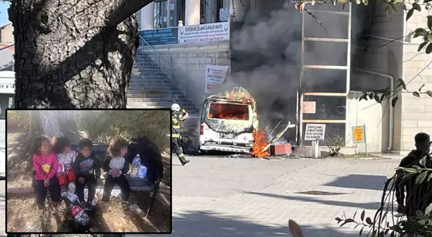 Eskişehir’de Minibüs Alev Aldı! İçindeki 4 Çocuk Son Anda Kurtarıldı