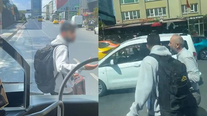 Otobüse Binmeyince Çılgına Döndü: Yolun Ortasında Şoföre Hakaret Etti