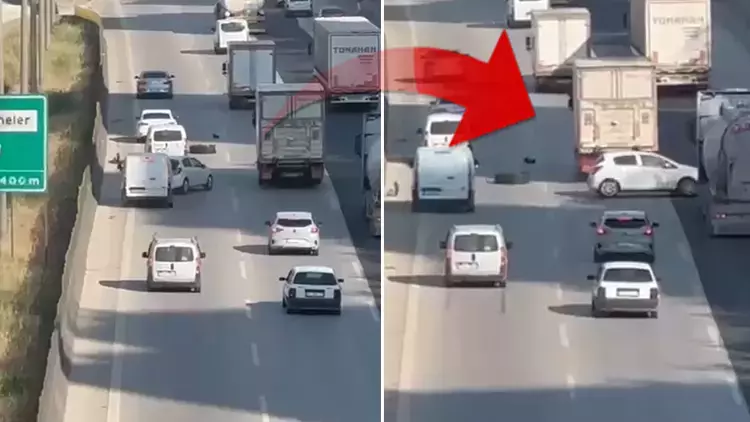 TIR Lastiği Otoyola Düştü: 5 Aracın Karıştığı Zincirleme Kaza Kamerada