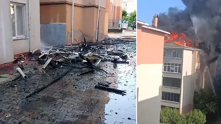 Silivri’de 5 Katlı Binanın Çatısında Yangın Paniği Silivri’de 5 Katlı Binanın Çatısında Yangın Paniği