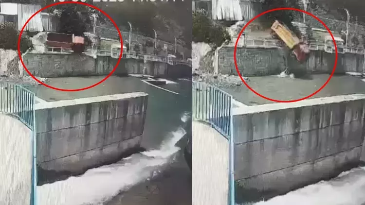 Artvin’de kamyon dereye uçtu! Kaza anı güvenlik kamerasında Artvin’de kamyon dereye uçtu! Kaza anı güvenlik kamerasında