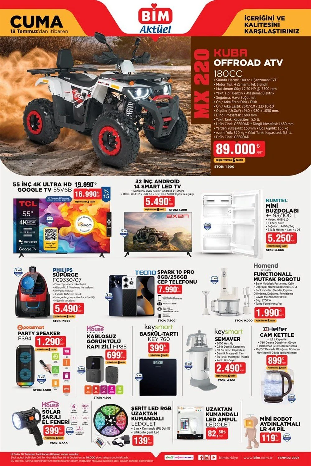 15-18 Temmuz BİM Aktüel Kataloğu: Semaverden ATV’ye, Bakım Ürünlerinden Oyuncaklara Uygun Fiyatlar 15-18 Temmuz BİM Aktüel Kataloğu: Semaverden ATV’ye, Bakım Ürünlerinden Oyuncaklara Uygun Fiyatlar