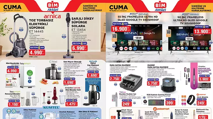 19 Eylül Cuma BİM Aktüel Kataloğu Yayınlandı! Elektronikten Ev Dekoruna Dev İndirimler 19 Eylül Cuma BİM Aktüel Kataloğu Yayınlandı! Elektronikten Ev Dekoruna Dev İndirimler