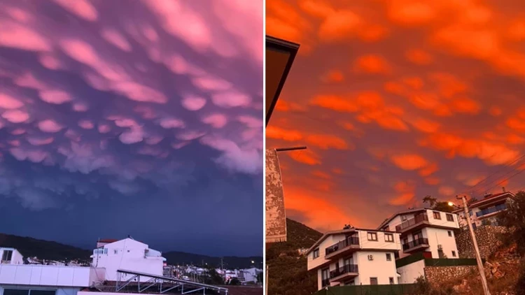 Fethiye’de Gökyüzü Mammatus Bulutlarıyla Kaplandı
