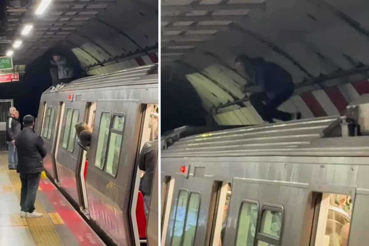 Metroda Şaşkınlık Yaratan Anlar: Vagonun Üzerine Çıktı, Koşarak Kaçtı