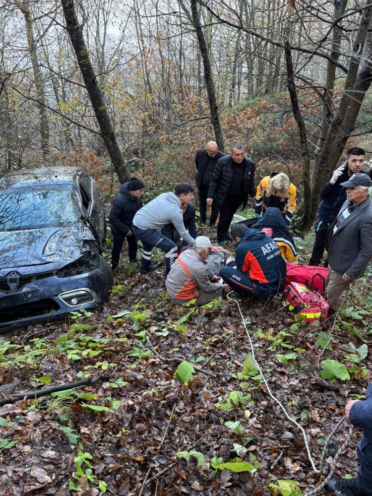 Zonguldak’ta Otomobil Ormanlık Alana Uçtu: 2 Kişi Yaralandı