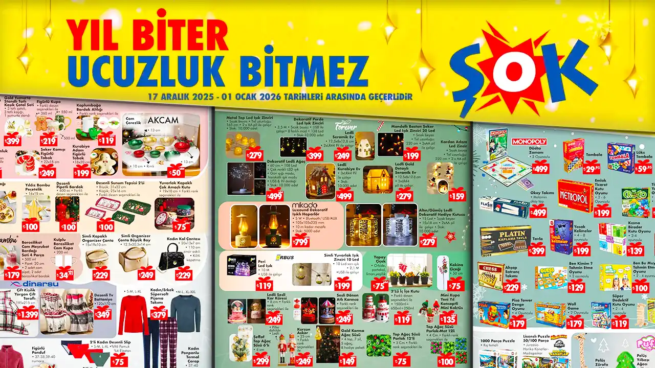 ŞOK 17 Aralık Kataloğu Yayında: Yeni Yıla Özel İndirimler ve Sürpriz Ürünler
