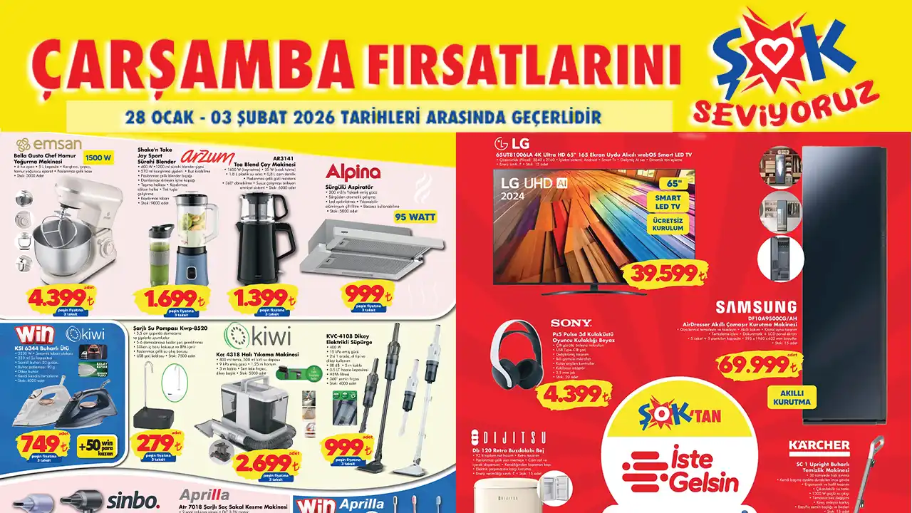 Şok 28 Ocak 2026 Aktüel Kataloğu Yayında: Teknolojiden Mutfak Ürünlerine Büyük Fırsatlar
