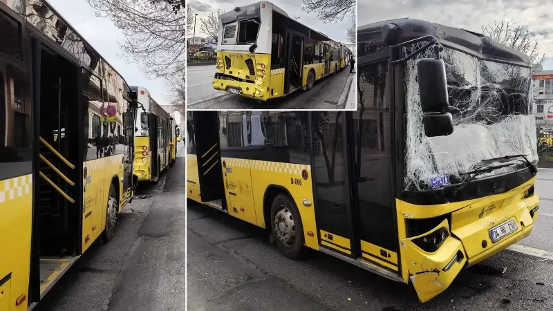 Fatih’te 3 İETT Otobüsü Çarpıştı Durağa Yanaşırken Kaza Meydana Geldi