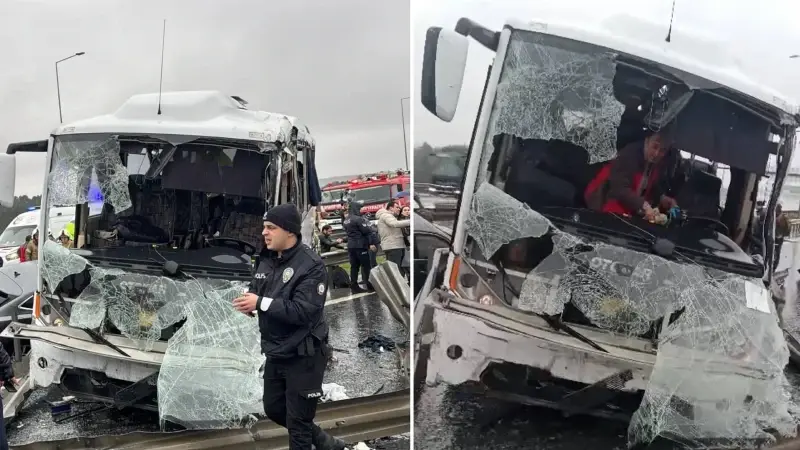 Kuzey Marmara Otoyolu’nda Polis Servisi Kaza Yaptı Çok Sayıda Polis Yaralandı