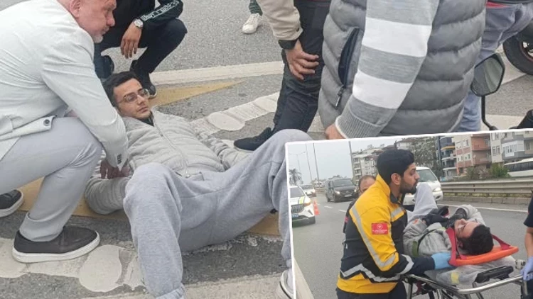 Manavgat’ta Korkutan Kaza Motosiklet Sürücüsü Şok Geçirdi