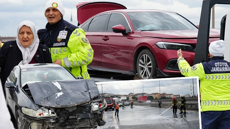 Otoyolda Facia Kıl Payı Atlatıldı 7 Araç Birbirine Girdi Trafik Kilitlendi