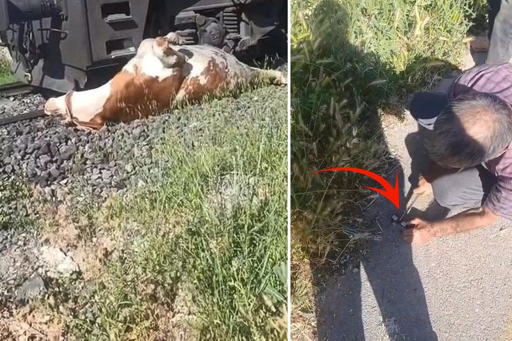 Elazığ'da Raylarda Zamanla Yarış! Trenin Çarptığı İnek İçin Seferber Oldular