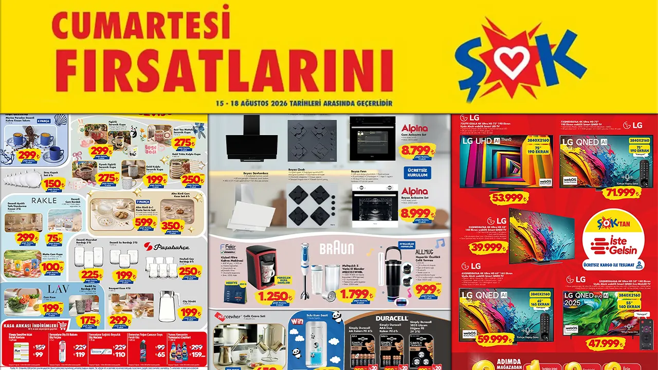 ŞOK’ta Hafta Sonu İndirimi Başlıyor: Ankastre Setten LG Televizyona Raflar Doluyor ŞOK’ta Hafta Sonu İndirimi Başlıyor: Ankastre Setten LG Televizyona Raflar Doluyor
