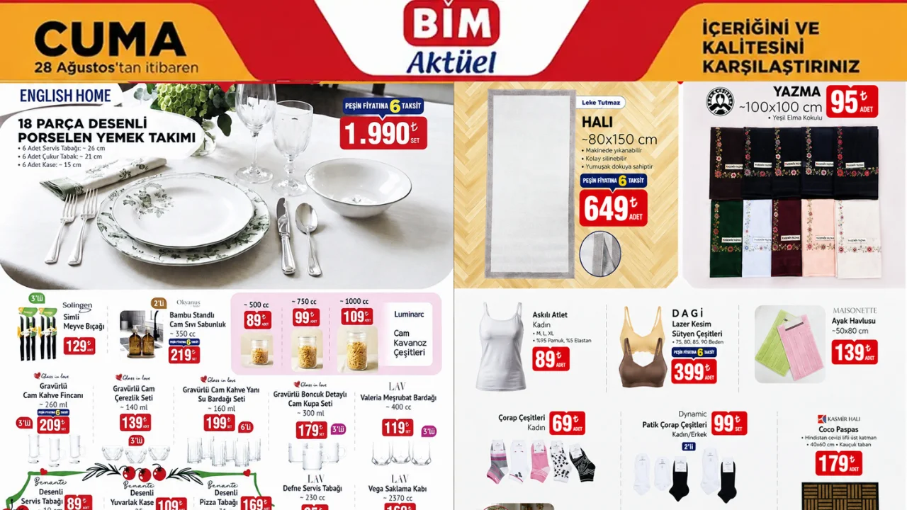 BİM 28 Ağustos 2026 Aktüel Kataloğu Yayınlandı: English Home’dan LAV’a Fiyatlar Belli Oldu