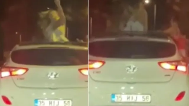 Karabük'te Seyir Halindeki Otomobilde Tehlikeli Dans Karabük'te Seyir Halindeki Otomobilde Tehlikeli Dans