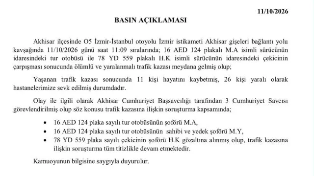Akhisar’da Tur Otobüsü Ve Çekici Çarpıştı: 11 Ölü, 3 Gözaltı